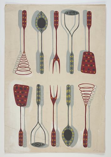Artwork - Design for Textiles, Kitchen Utensils, circa 1950s