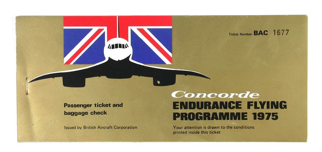 Passenger Ticket & Baggage Check - Concorde Endurance Flying Program, 1975