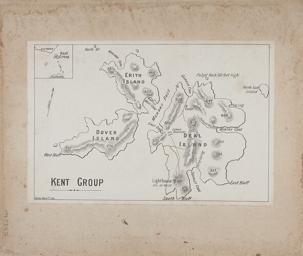 Map of Kent Group Islands, Bass Strait, A J Campbell, 1890