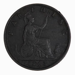 Coin - Farthing, Queen Victoria, Great Britain, 1863 (Reverse)
