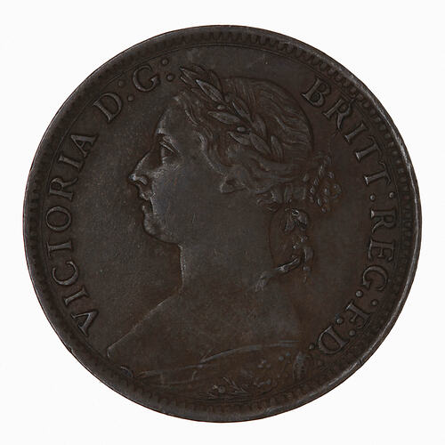Coin - Farthing, Queen Victoria, Great Britain, 1884 (Obverse)