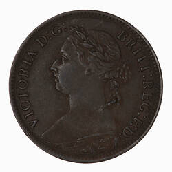 Coin - Farthing, Queen Victoria, Great Britain, 1884 (Obverse)