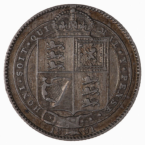 Coin - Shilling, Queen Victoria, Great Britain, 1891 (Reverse)
