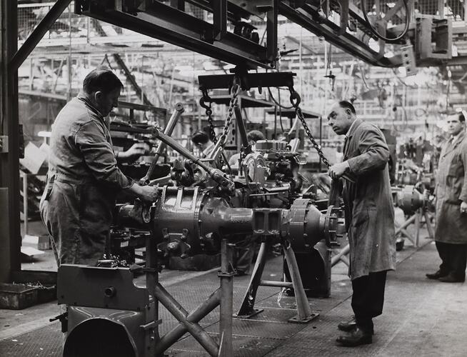 Photograph - Massey Ferguson, Workers on Production Line, Banner Lane, Coventry, England, circa 1961