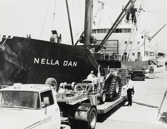 Photograph - Massey Ferguson, Loading Tractor onto a Ship, Melbourne, Victoria, 1960s
