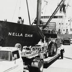 Photograph - Massey Ferguson, Loading Tractor onto a Ship, Melbourne, Victoria, 1960s