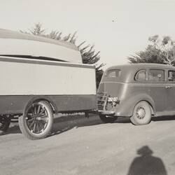 Digital Photograph - Rolfe Family Motor Car & Camping Trailer, Victoria, Dec 1940