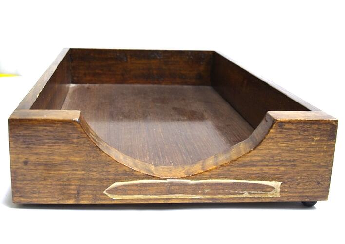 Wooden document tray.