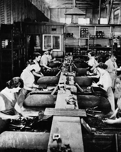 Female workers in the Sunshine Harvester factory during World War II.