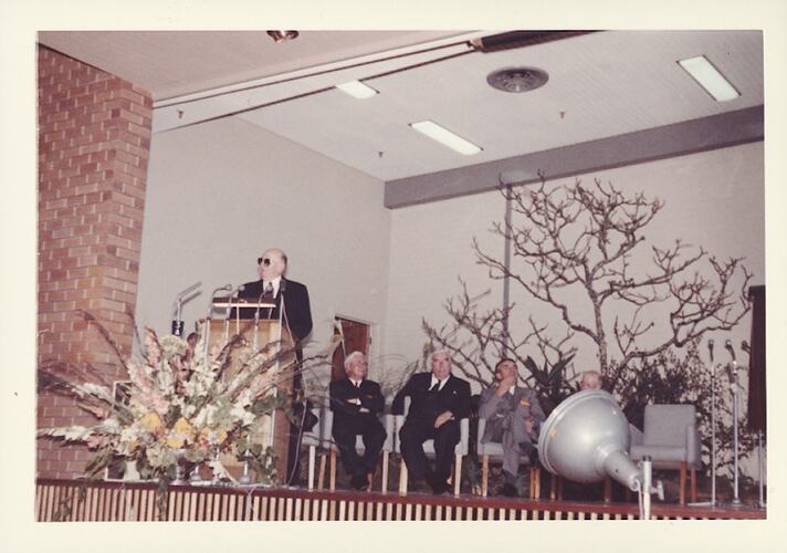 Photograph - Kodak Australasia Pty Ltd, Edgar Rouse Delivering a Speech at the Official Opening of the Kodak Factory, Coburg, 1961