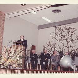 Photograph - Kodak Australasia Pty Ltd, Edgar Rouse Delivering a Speech at the Official Opening of the Kodak Factory, Coburg, 1961