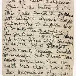 Letter - Unknown to Telford, Phar Lap's Death, 1932