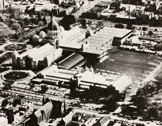 Photograph - Aerial View of the Exhibition Building from North East, Melbourne, 1963