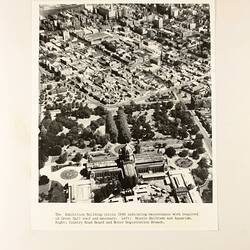 Photograph - Aerial View of the Exhibition Building from North, Melbourne, circa 1948