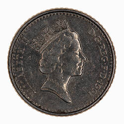 Coin - 5 Pence, Elizabeth II, Great Britain, 1991