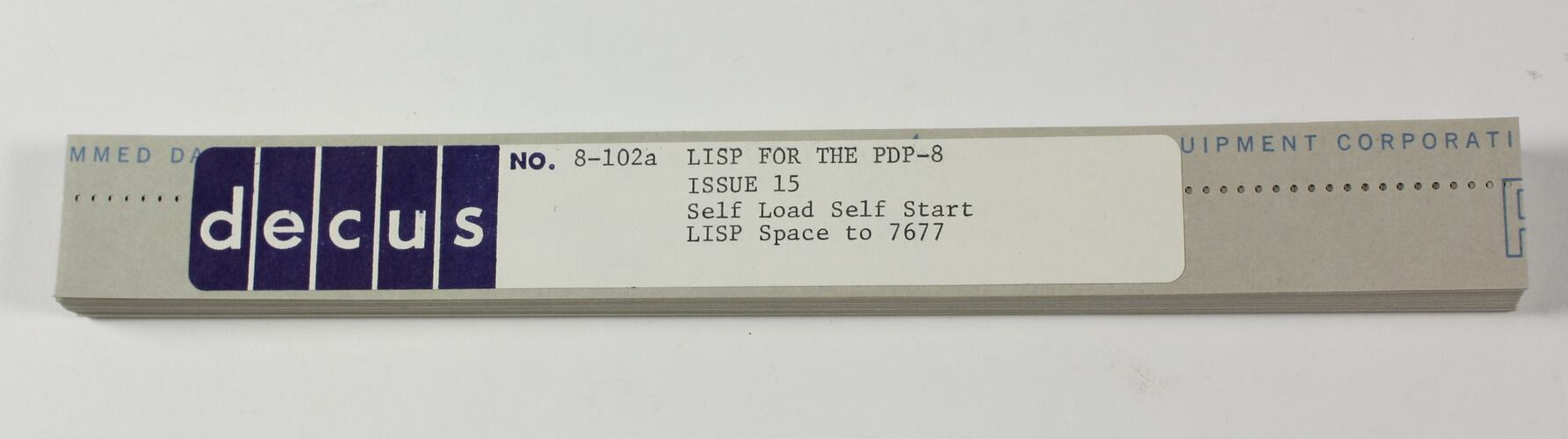 Punched paper programming tape