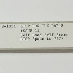 Paper Tape - DECUS, '8-102a LISP for the PDP-8, Issue 15', circa 1968