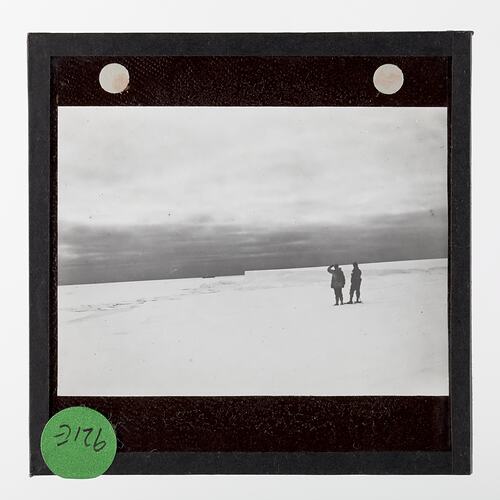 Lantern Slide - Two Explorers on the Ross Ice Barrier, Bay Of Whales, Ellsworth Relief Expedition, Antarctica, 1935-1936