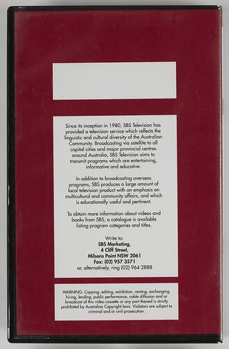 Video Tape - Hello Australia, Episodes Nine & Ten, SBS, VHS Tape, 1986