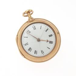 Rose gold pocket watch with rose gold hands