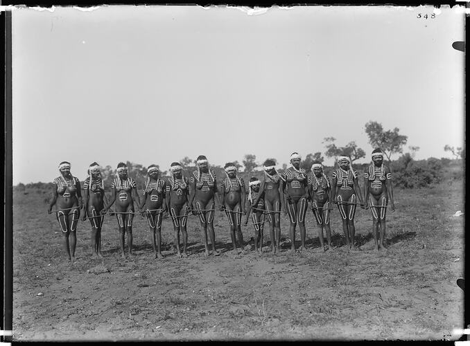 Arrernte women dancing to the music made by the men, Unintha corroboree, Charlotte Waters, 6 April 1901
