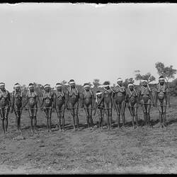 Arrernte women dancing to the music made by the men, Unintha corroboree, Charlotte Waters, 6 April 1901