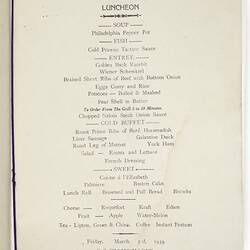 Menu - SS Kamo Maru, NYK Line, Lunch, 3 Mar 1939