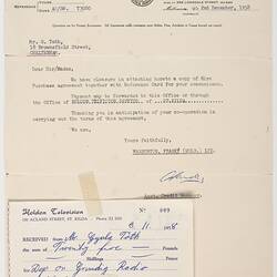 Letter - Warburton Franki to Julius Toth, Melbourne, 2 Dec 1958