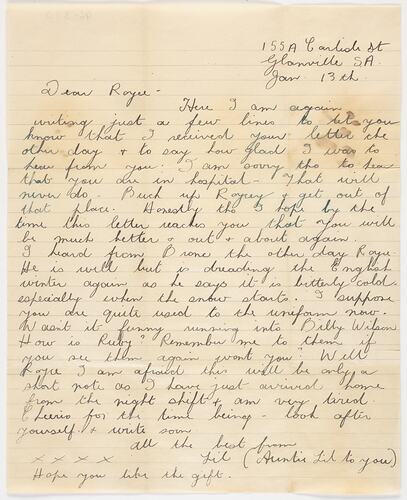 Letter - Auntie Lil to Aircraftman Royce Phillips, Personal, 13 Jan 1942