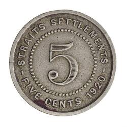 Coin - 5 Cents, Straits Settlements, 1920