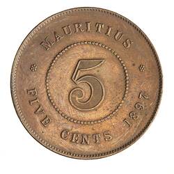 Coin - 5 Cents, Mauritius, 1897