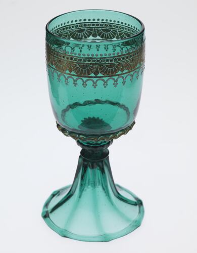 Wine Glass - Green Glass with Gilt Decoration, Austro-Hungary, circa 1880