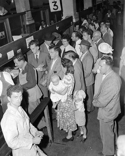 People Queuing at a Motor Registration Branch, Carlton, Victoria, Dec 1953