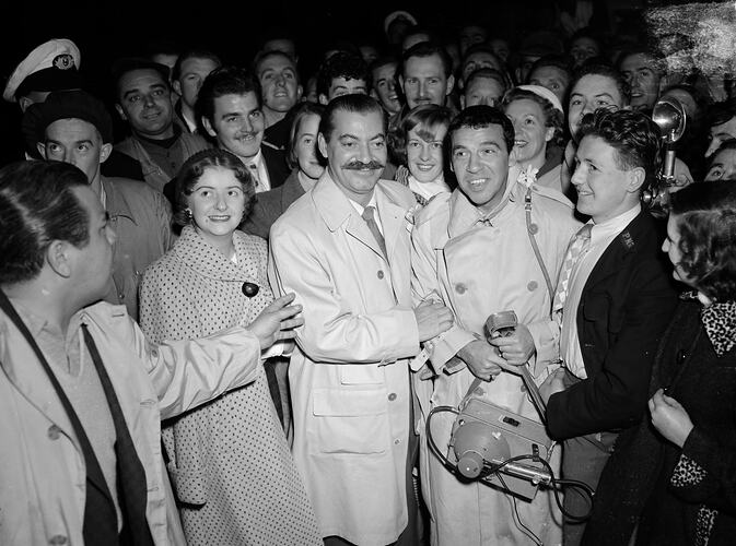 Negative - Crowd Surrounding Three American Celebrities, Victoria, Jul 1954