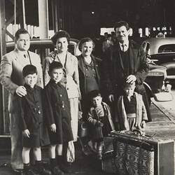 Digital Photograph - Extended Family Greeting New Arrivals, Station Pier, Port Melbourne, 1957