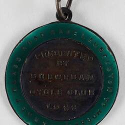 Medal, cycling. Mr Hubert Opperman. Barnett Glass Road Race - Launceston to Hobart, 1922.