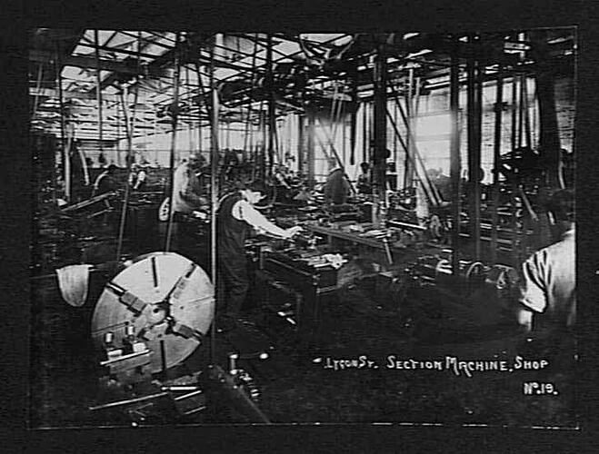 [The machine shop, Lygon Street, Carlton, 1920.]