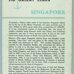 Leaflet - 'P&O Orient Lines, Singapore', England, Dec 1960