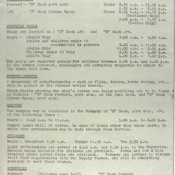 Notice - SS 'Stratheden' General Information for Passengers