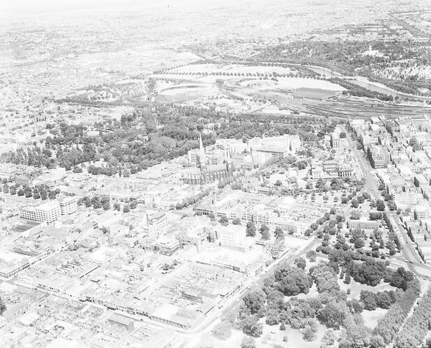 Negative - Aerial View of Melbourne, 23 Dec 1953