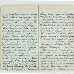 Open book, cream pages dated Sunday 24/3/46. Cursive handwritten text in black ink. Page 14 and 15.