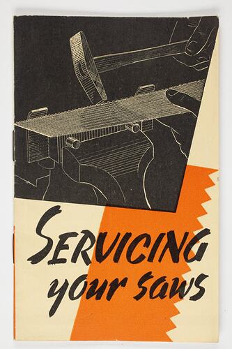 Cover illustration of saw held in servicing tool.