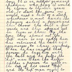 Document - John Stopher, to Dorothy Howard, Description of Chasing Game 'Hip', 24 Mar 1955