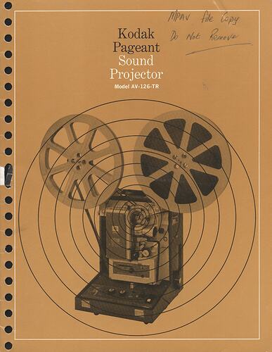 Cover page with image of projector and spiral.