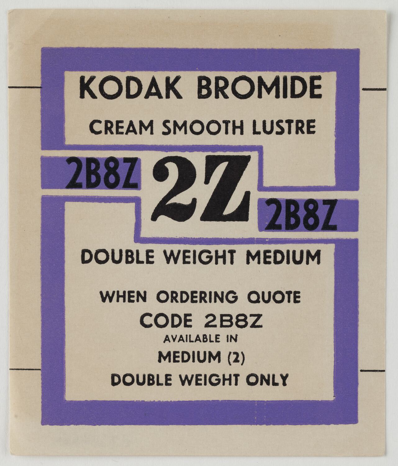 Label - Photographic Paper, Kodak Australasia Pty Ltd, 'Kodak Bromide ...