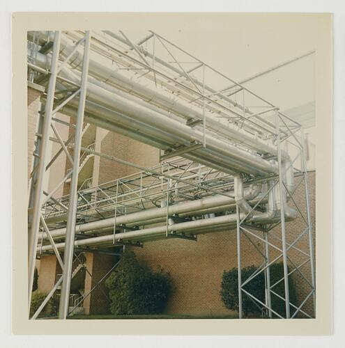 Slide 142, Gantry System Outside Building 2, Kodak Factory, Coburg, 'Extra Prints of Coburg Lecture' album, circa 1960s