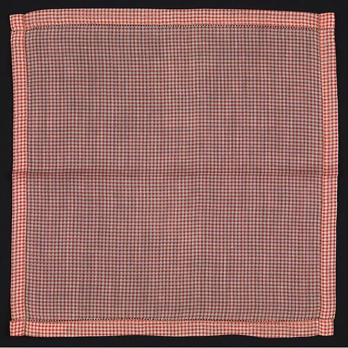 Red and White Gingham cotton handkerchief.