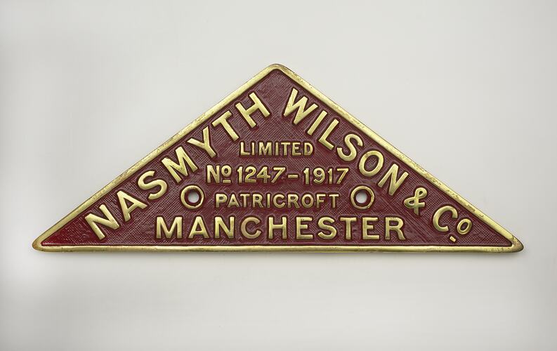 Locomotive Builders Plate - Nasmyth, Wilson & Co., 1917