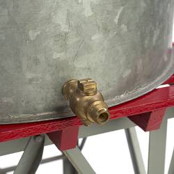 Close up view of the isolation valve on the tank outlet.