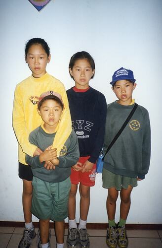 Lin Jong with his sisters, Sonia, Josie, and Fiona at Home, Tarago Crescent, Clayton South, Victoria circa 1993
